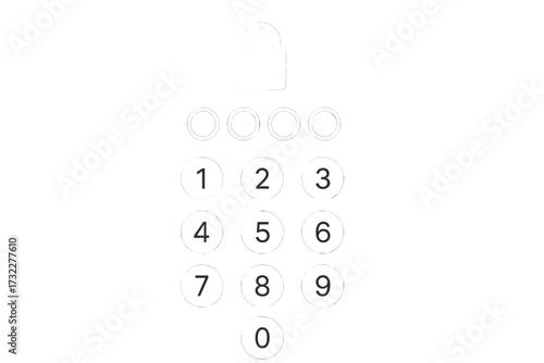 Passcode lock interface for phone lock screen, login page. Vector mobile screenlock for security, privacy, authentication. PIN code entry keypad, numbers display, UI design.