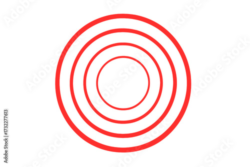 Pain circle icon. Vector red ring logo. Symbol of throbbing pain, body ache, headache, injury. Medical illustration. Target for painkiller. Ripple effect. Epicenter pain.