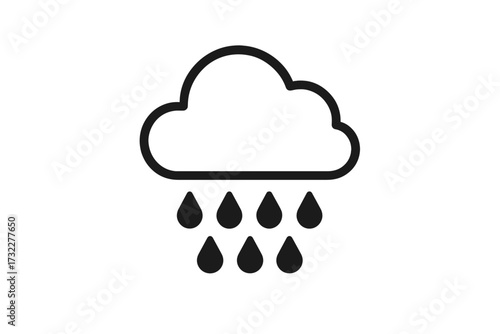 Rain cloud vector icon. Minimalist linear weather symbol. Simple flat illustration of precipitation. Graphic sign for web design, mobile apps, UI, climate and forecast.