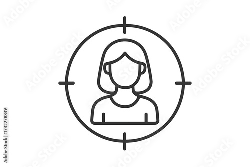 Target audience line icon for marketing. Customer focus, user acquisition, and segmentation concept. Headhunting, recruitment, and human resources symbol for web and apps. Vector.