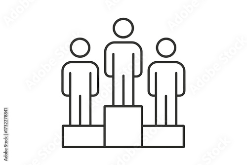 Winner podium icon. Business competition and success concept. First place champion. Leadership and achievement symbol. Staff ranking and victory. Employee hierarchy outline vector.