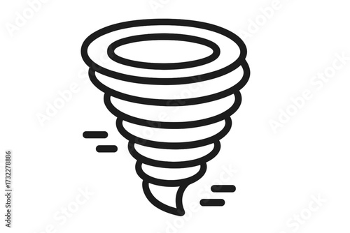 Tornado icon symbol. Weather forecast sign. Cyclone, hurricane, twister pictogram. Stormy wind, climate disaster warning. Flat line style vector for web, logo, app, UI design.