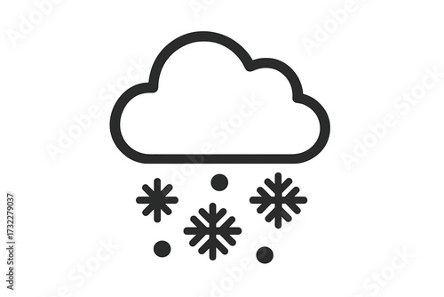 Snow weather icon. Simple outline symbol for web and graphic design. Winter snowfall, blizzard or snowstorm pictogram. Cold climate, forecast sign. Vector illustration.