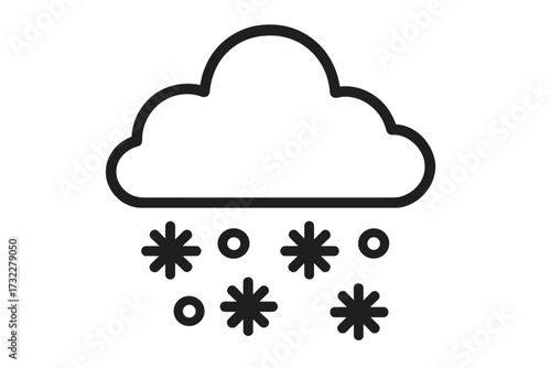 Snow and sleet cloud icon. Weather forecast symbol for winter season. Minimalistic outline vector for web, apps, and graphic design. Snowfall, snowstorm, blizzard pictogram.