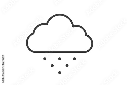 Weather icon concept. Snowing cloud, simple snowfall symbol. Minimalist line art vector for forecast app, web design. Winter, cold climate, precipitation, blizzard, hail.
