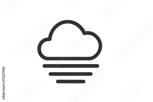 Fog weather icon. Hazy, misty, and foggy day symbol. Simple line art for meteorology forecast, mobile app interface, UI, UX, and web design. Vector graphic illustration.