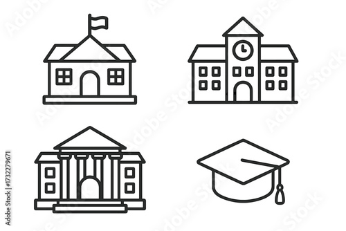 School college university education icons set with editable stroke vector illustrations perfect for infographics articles books flyers banners academic learning symbols