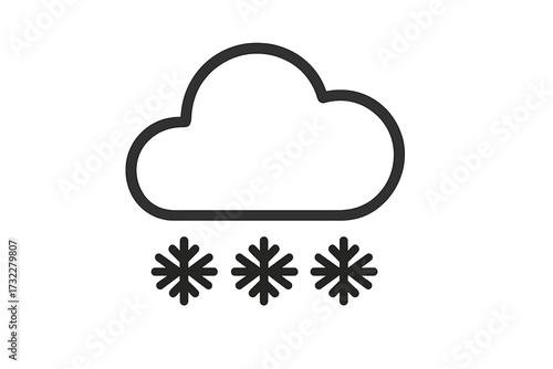 Snow icon weather symbol with trendy flat line style, modern snowflake design, cold weather forecast illustration for web, logo, app and UI design, isolated on white background vector