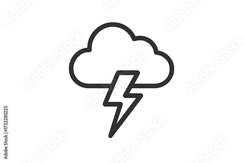 Thunder lightning weather icon, flat line style symbol for web, logo, app, UI design, storm bolt vector illustration, isolated on white background