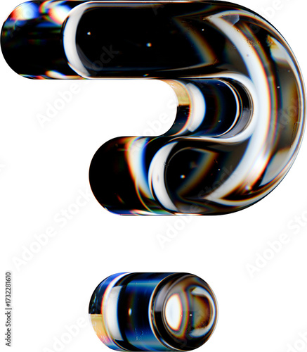 Set of 3d Rendered Letters made of Transparent Glass on White Background