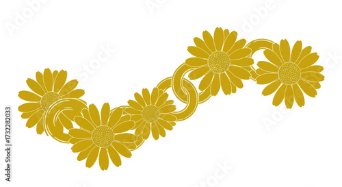 Daisy chain design, gold tone