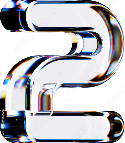Set of 3d Rendered Letters made of Transparent Glass on White Background