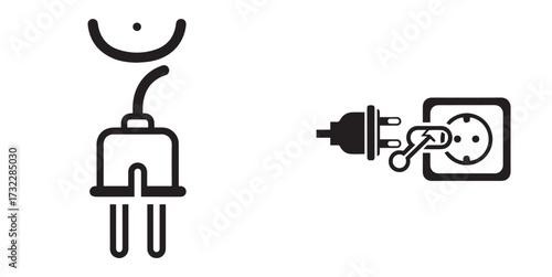 Electrical Plug and Socket Icons, Power Connection Illustration