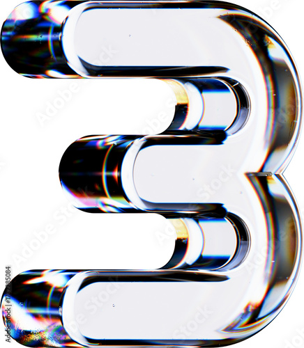 Set of 3d Rendered Letters made of Transparent Glass on White Background
