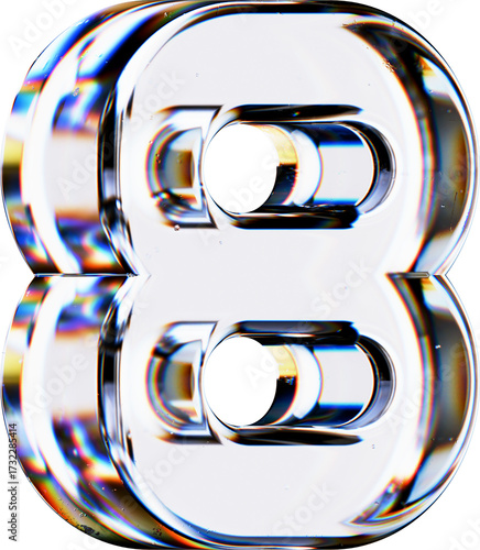 Set of 3d Rendered Letters made of Transparent Glass on White Background