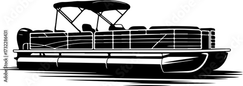 Pontoon boat silhouette vector illustration