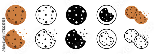 Website cookies - vector icons flat and linear. Web icons isolated on white.