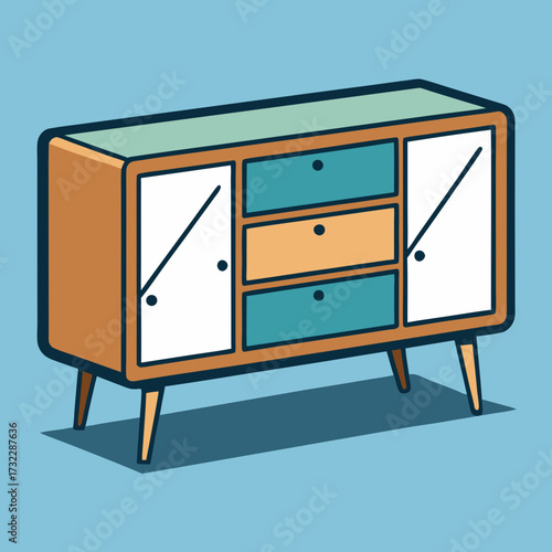 illustration of a table with furniture