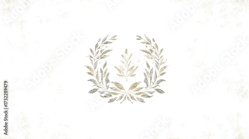 wreath. Delicate golden wreath with watercolor-style leaves, radiating elegance on a neutral background. gardening catalogs, home-decor guides, designed for home decor and floral branding.