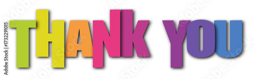 "Thank You" Bold Multicolour Typography on Transparent Background – Vibrant Gradient Letters for Gratitude and Appreciation Designs