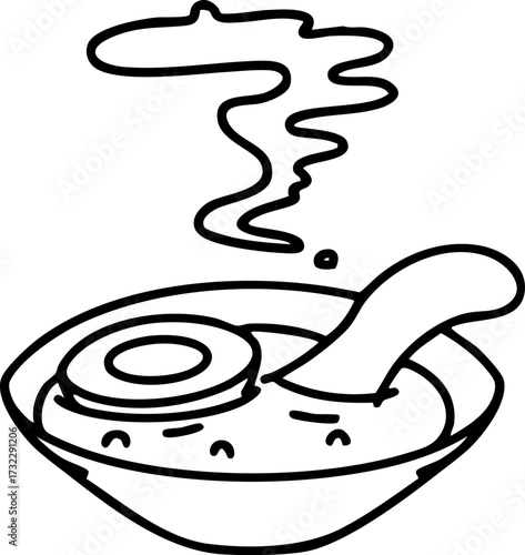hot ramen soup in traditional bowl