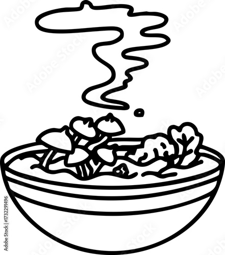 hot marinated mushrooms in japanese bowl