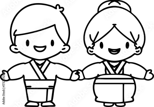 Smiling Japanese couple getting married