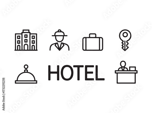 Collection of simple icons representing hotel services and amenities