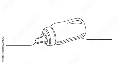 Baby Milk Bottle Line Art