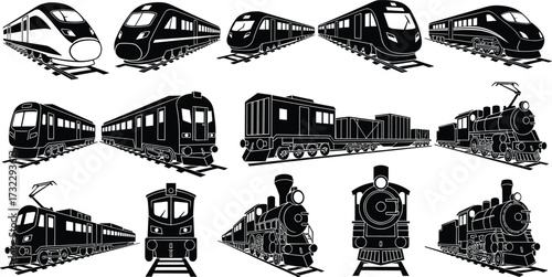 Trains, locomotives, steam engines, high speed trains, electric trains, railway transport, vintage locomotives, modern passenger trains, 