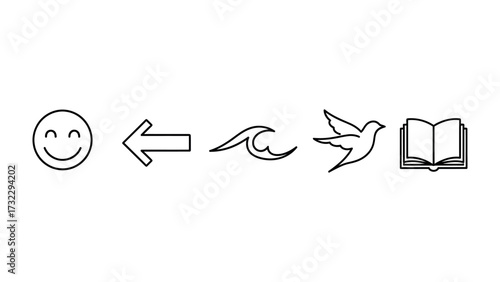 Abstract Iconography: An abstract set of icons representing positive mood, process of thought to nature and knowledge in a cohesive visual language 