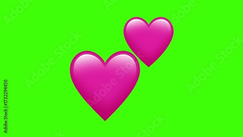 Two Hearts emoji animated. Two Hearts emoji animated 4k on green screen.
