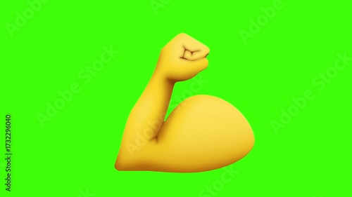 Flexed Biceps emoji animated. Flexed Biceps emoji animated 4k on green screen.