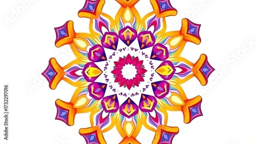 A vibrant abstract floral vector pattern design with seamless mandala ornament and spring color illustration