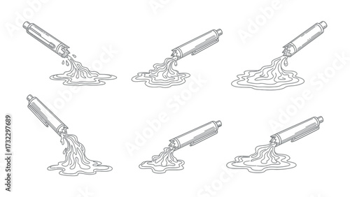 Creamy Cascade: A stylized illustration of multiple tubes dispensing a fluid cream, presenting a versatile visual element.