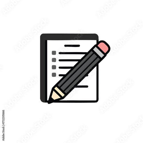 A simple illustration of a notepad with a pencil, perfect for outlining tasks and notes (140)
