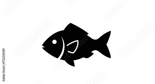 A distinctive black and white fish symbol conveying simplicity and aquatic representation