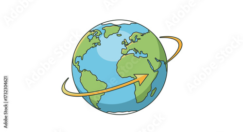 Cartoon globe illustration representing international movement and worldwide logistics processes