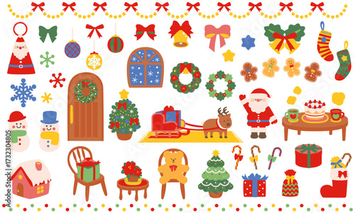 アットホームなかわいいクリスマスのイラスト素材セット