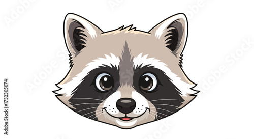 Charming Raccoon Portrait with Playful Eyes and Mischievous Mask Illustration