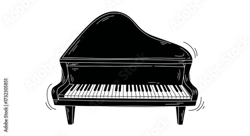 Elegant grand piano illustration, classical musical instrument for performance or learning