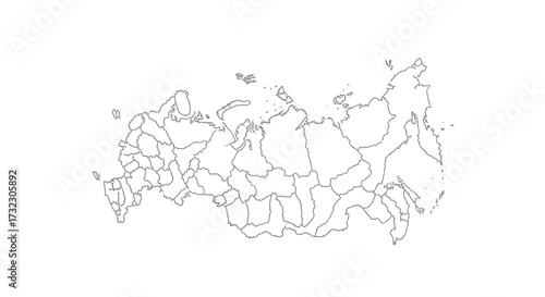 Detailed outline map of the Russian Federation showcasing regional borders and geographic
