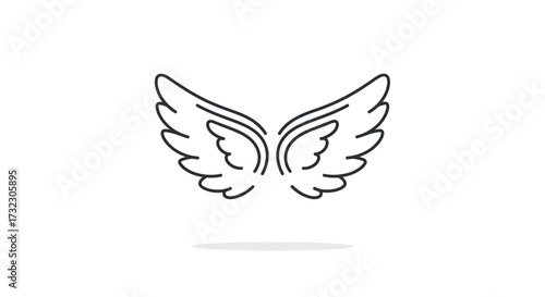 Elegant wing illustration depicting freedom, inspiration and minimalist design appeal