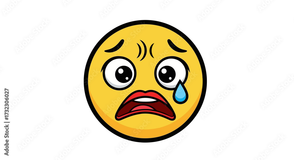 Fototapeta premium Expressive emoji showcasing extreme sadness and upset emotions in digital communication