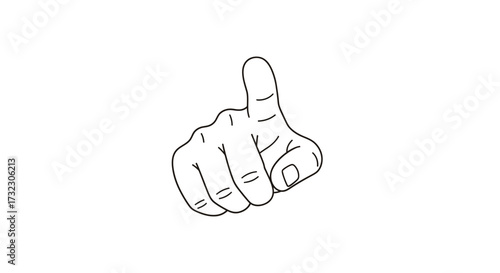 Hand gesture illustration with extended index finger on a white background showing direction or