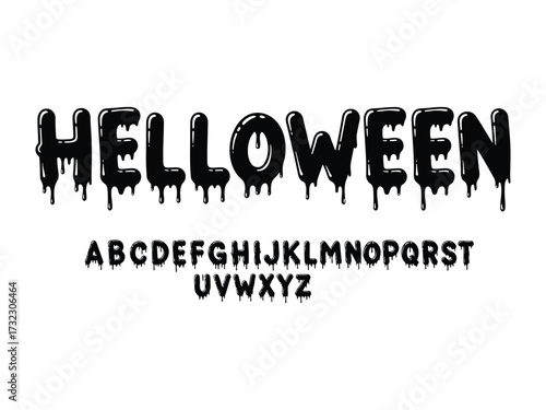 Spooky Halloween Typography: A striking typography layout spells Halloween, accentuated by a chilling and evocative alphabet, setting the perfect tone for the season.