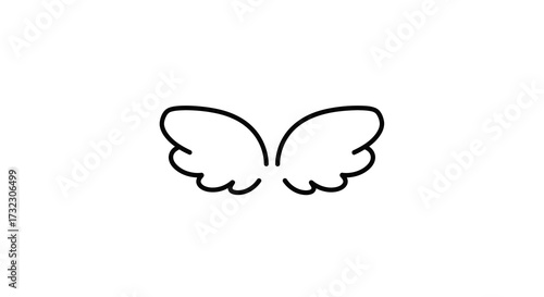 Minimalist Angel Wings Outline Design, Symbolizing Freedom and Hope with Simple Elegance