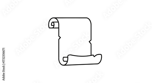 Minimalist outline of a classic scroll design ideal for historical or fantasy elements