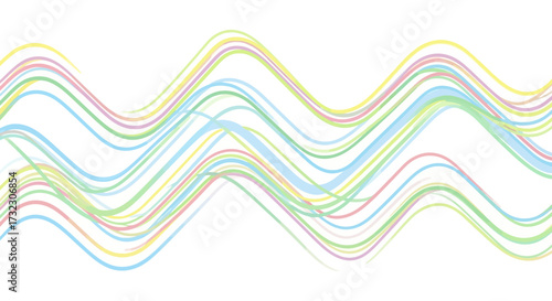 Pastel color wave pattern flowing gracefully, an abstract design suggesting movement and rhythm