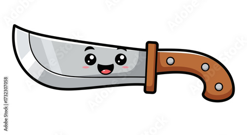 Smiling Cartoon Machete: A Whimsical Take on a Tool with Expressive Features